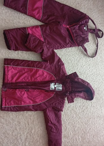 Bordo Fermuarlı Kız Kayak Tulumu - Görsel 4