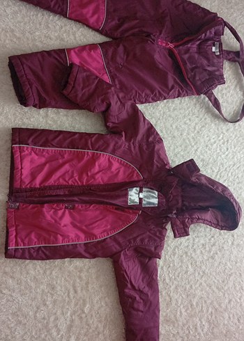 Bordo Fermuarlı Kız Kayak Tulumu - Görsel 5