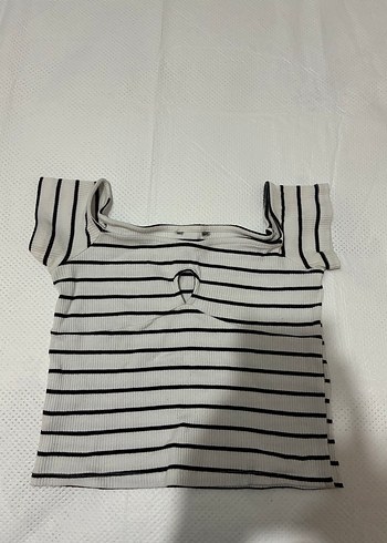 Kadın Çizgili Kısa Crop Top