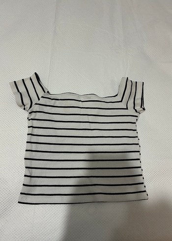Diğer Kadın Çizgili Kısa Crop Top
