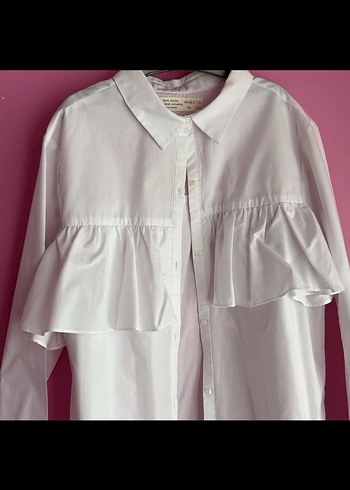 Beyaz Fırfırlı Uzun Kollu Gömlek - Görsel 2