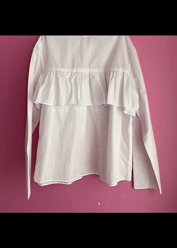 Beyaz Fırfırlı Uzun Kollu Gömlek - Görsel 4