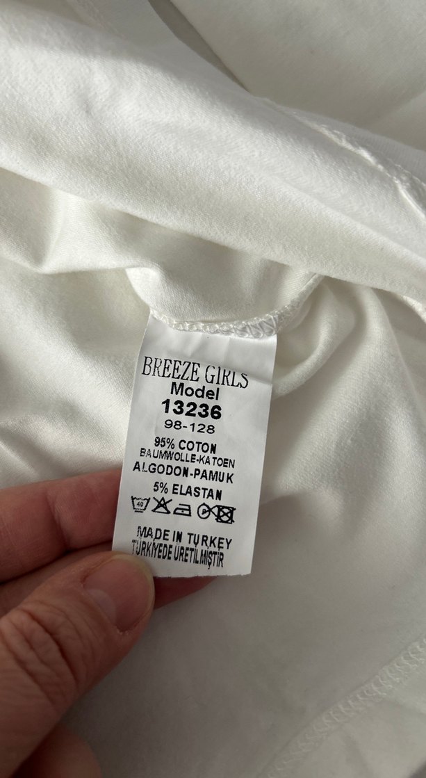 Beyaz Baskılı Kız Çocuk Uzun Kollu Tişört - Görsel 5