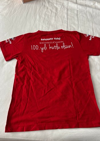 Kız Çocuk Kırmızı Atatürk Baskılı Tişört - Görsel 2