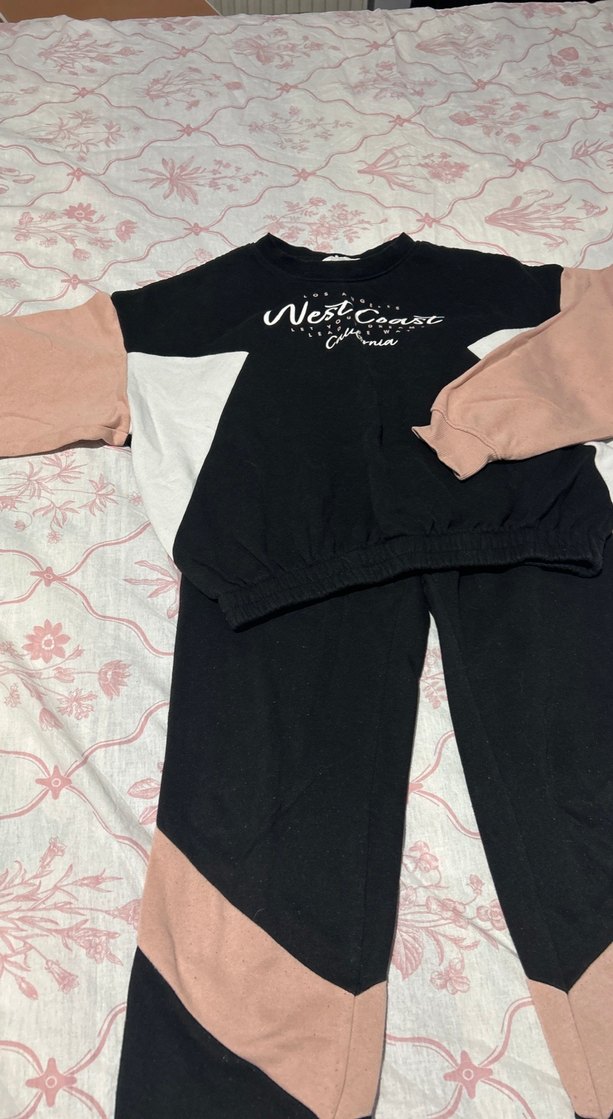 Siyah Pembe Rahat Kız Eşofman Takımı - Görsel 2