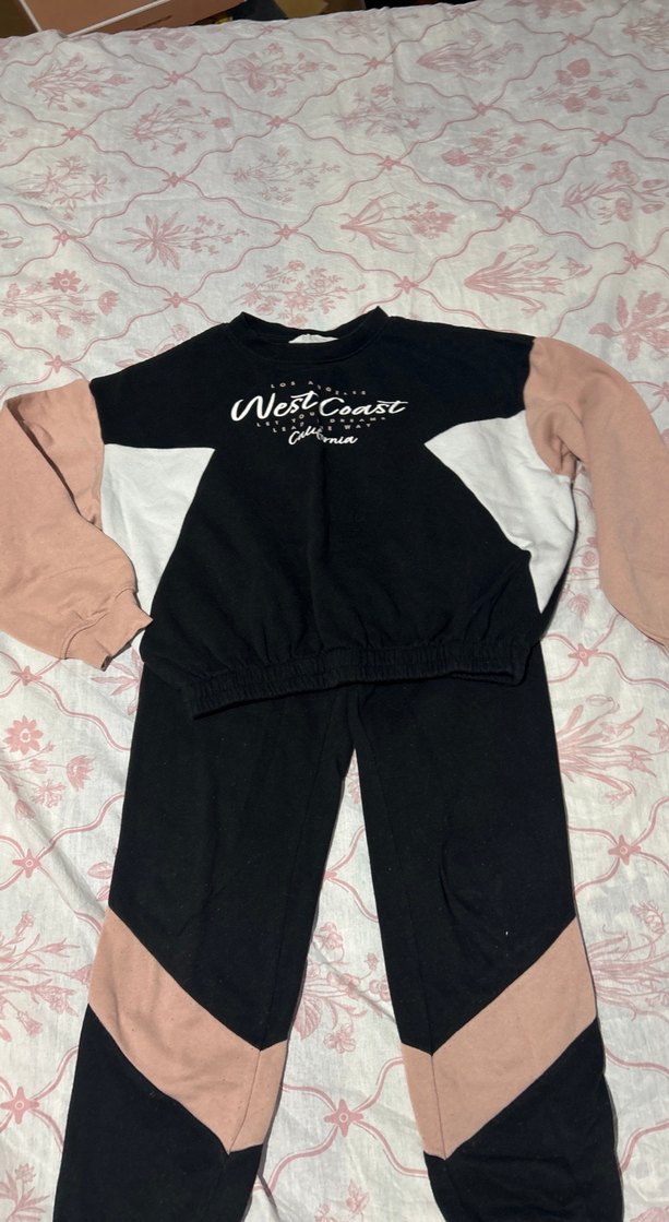 Siyah Pembe Rahat Kız Eşofman Takımı - Görsel 3