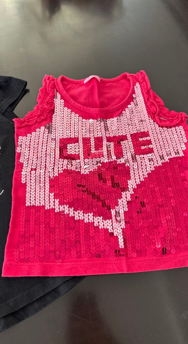 Pullu Kız Çocuk Tişörtü, Straplez, Kısa Kollu - Görsel 3