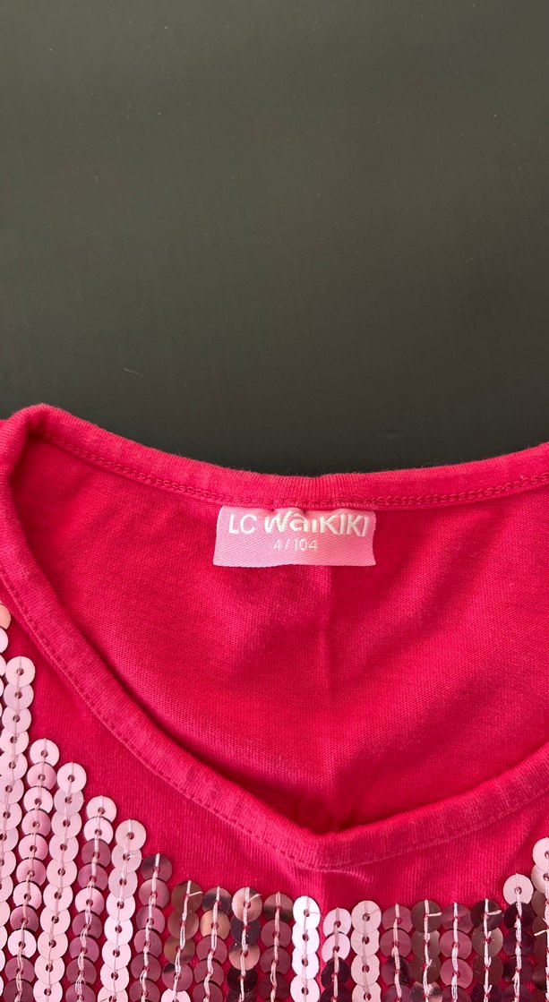 Pullu Kız Çocuk Tişörtü, Straplez, Kısa Kollu - Görsel 4