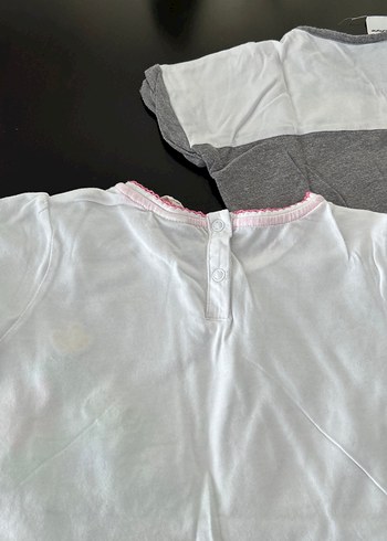 Gri Kısa Kollu Dantelli Tişört 5-6 yaş - Görsel 5