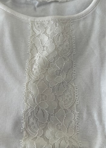 Gri Kısa Kollu Dantelli Tişört 5-6 yaş - Görsel 7