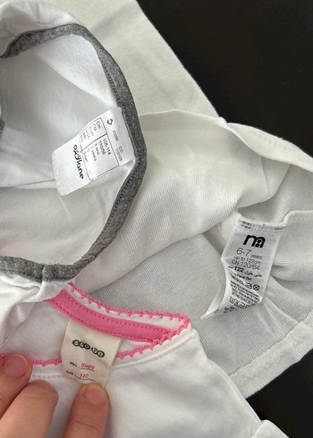 Gri Kısa Kollu Dantelli Tişört 5-6 yaş - Görsel 8