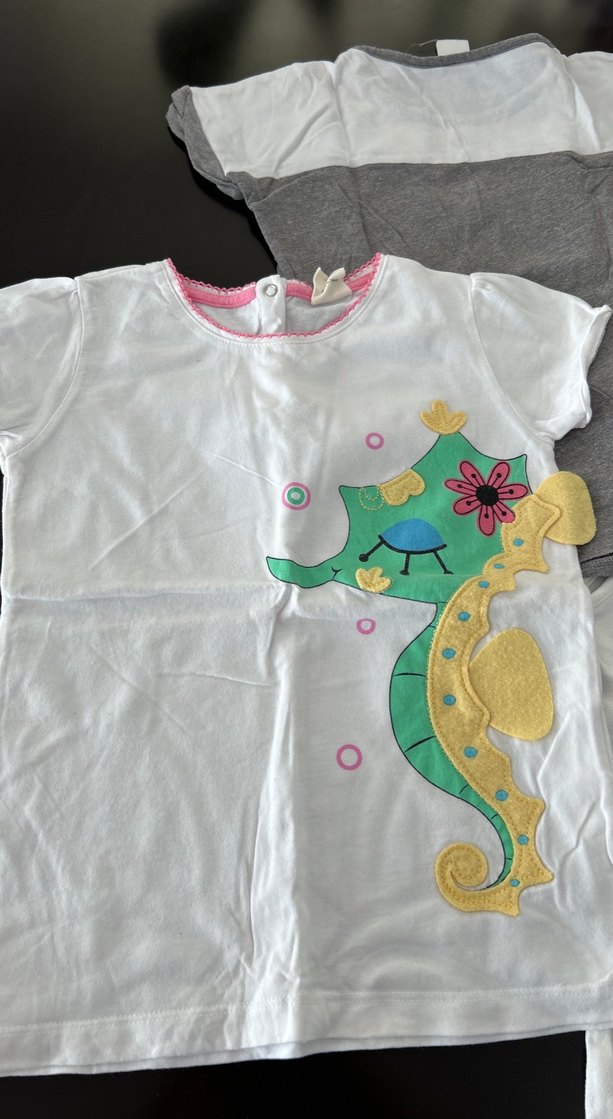 Gri Kısa Kollu Dantelli Tişört 5-6 yaş - Görsel 4