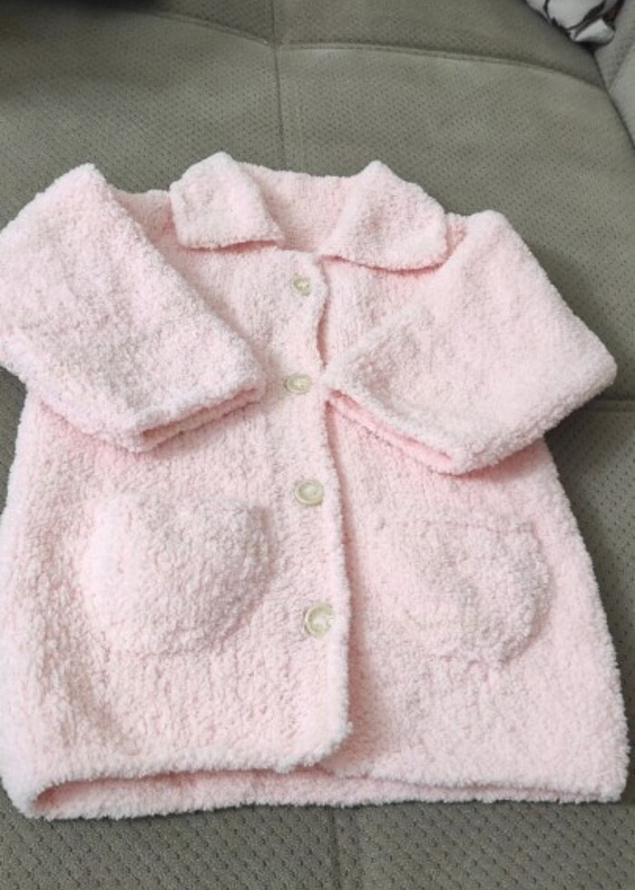 Peluş örgü el emeği hırka mont - Görsel 2