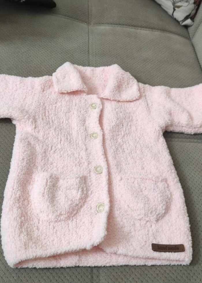 Peluş örgü el emeği hırka mont - Görsel 3