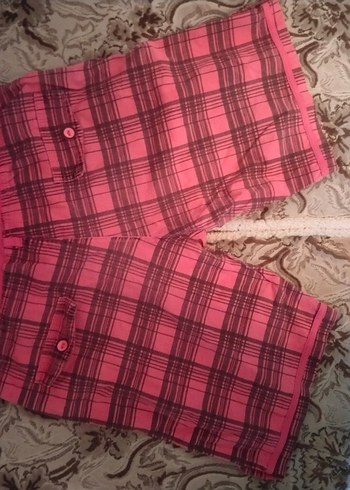 Pembe Kareli Şort - Görsel 2