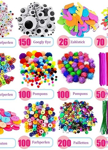 Beden 2000+adet zanaat çantası el sanatları seti