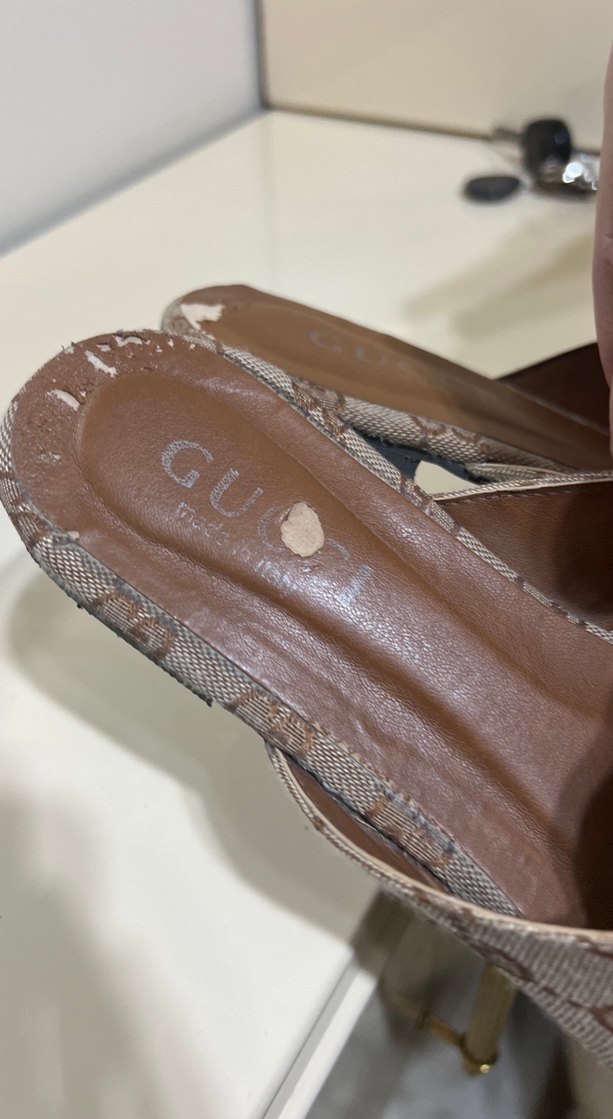 Gucci Bej Tokalı Yüksek Topuklu Kadın Terlik - Görsel 2