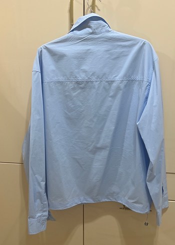 Mavi Keten Uzun Kollu Düğmeli ince ceket - Görsel 5