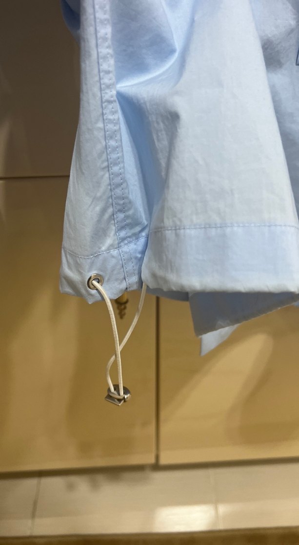 Mavi Keten Uzun Kollu Düğmeli ince ceket - Görsel 3