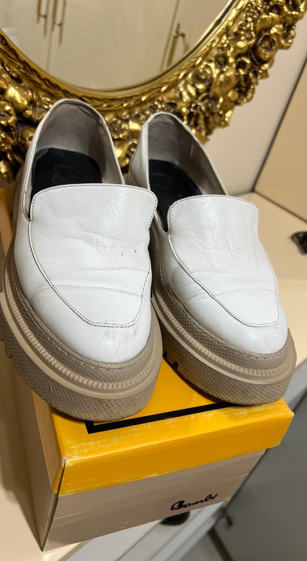 Beyaz Platform Topuklu Kadın Loafer Ayakkabı - Görsel 2