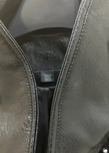 Zara Siyah Deri Kadın Ceket Bel Detaylı - Görsel 2