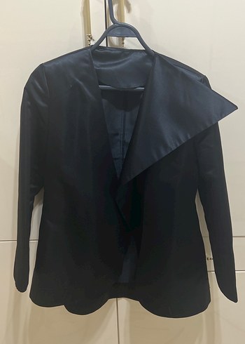 Siyah Drapeli Kadın penguen model Blazer Ceket - Görsel 2