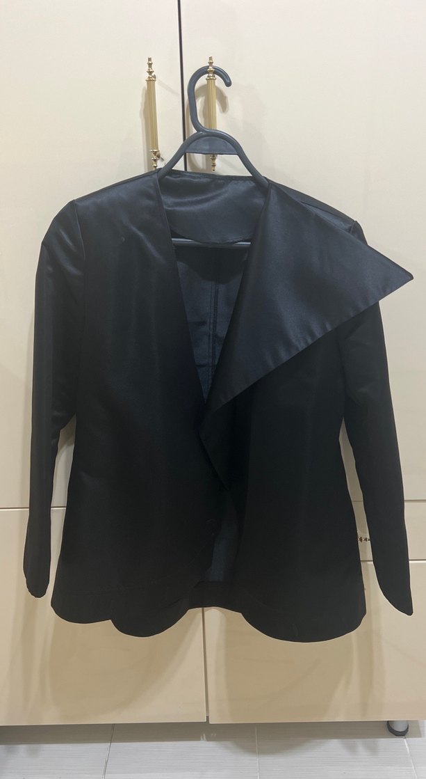 Siyah Drapeli Kadın penguen model Blazer Ceket - Görsel 2