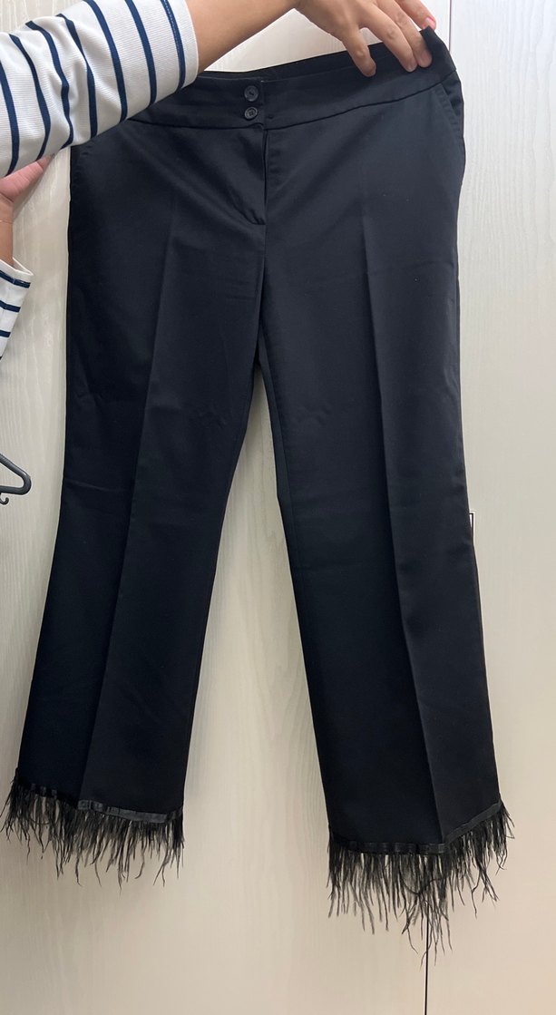 Püsküllü Siyah Kadın Kumaş Pantolon - Görsel 3