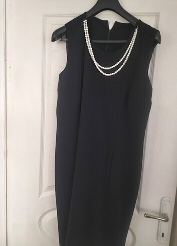 52 Beden siyah Renk Ceketli inci kolye tasarımlı elbise