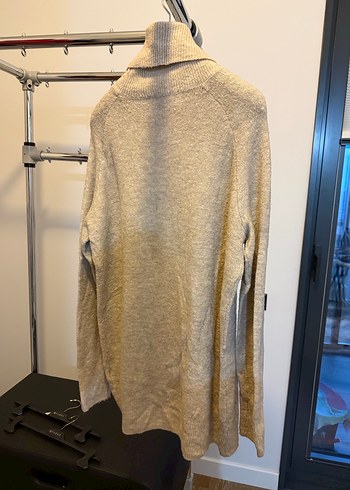 Bej Boğazlı Örgü Kadın Kazak - Görsel 4