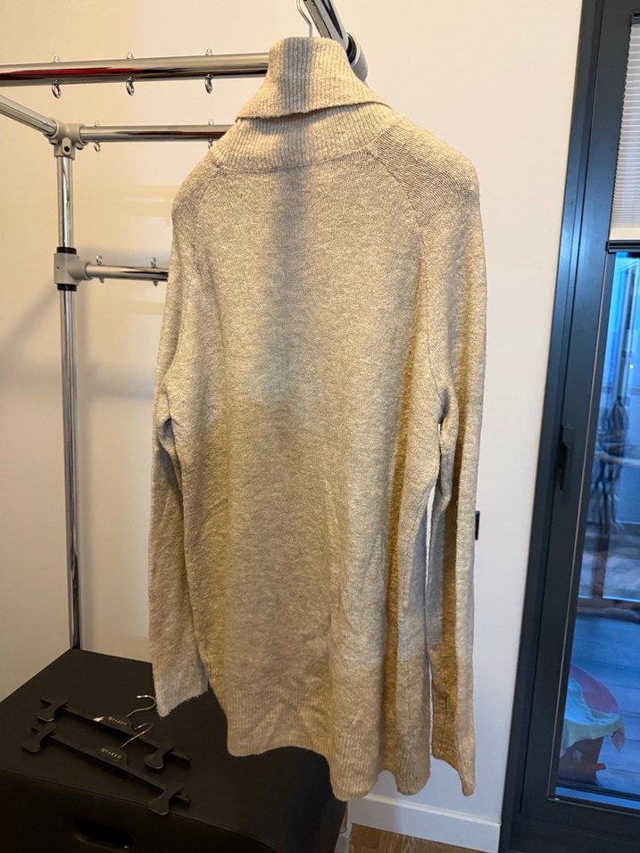 Bej Boğazlı Örgü Kadın Kazak - Görsel 4