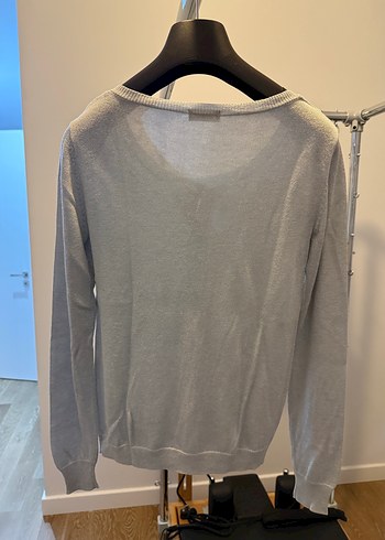 Gri Kadın Hırka, Bisiklet Yaka - Görsel 3