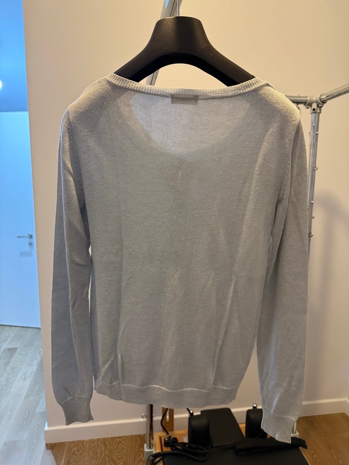 Gri Kadın Hırka, Bisiklet Yaka - Görsel 3