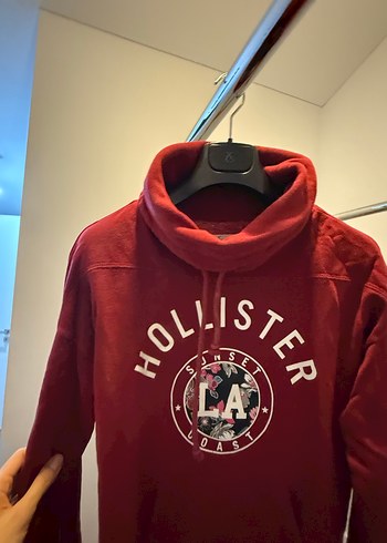 Koyu Kırmızı  Hollister Yüksek Yakalı Sweatshirt - Görsel 4