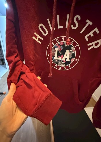 Koyu Kırmızı  Hollister Yüksek Yakalı Sweatshirt - Görsel 3