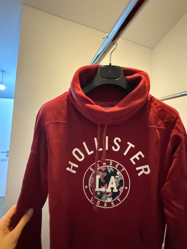 Koyu Kırmızı  Hollister Yüksek Yakalı Sweatshirt - Görsel 4