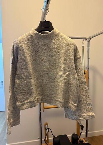 Gri Yüksek Yakalı Kadın Triko Kazak - Görsel 6