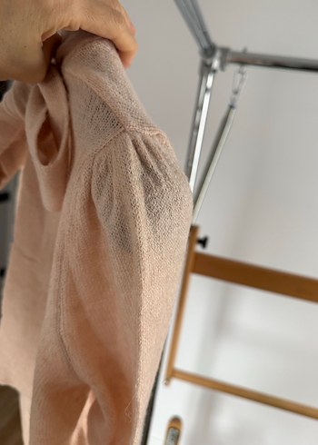 Kadın Bej Boğazlı Triko Kazak - Görsel 6