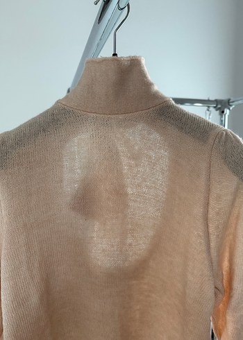 Kadın Bej Boğazlı Triko Kazak - Görsel 2