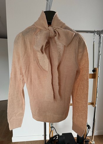 Kadın Bej Boğazlı Triko Kazak - Görsel 3