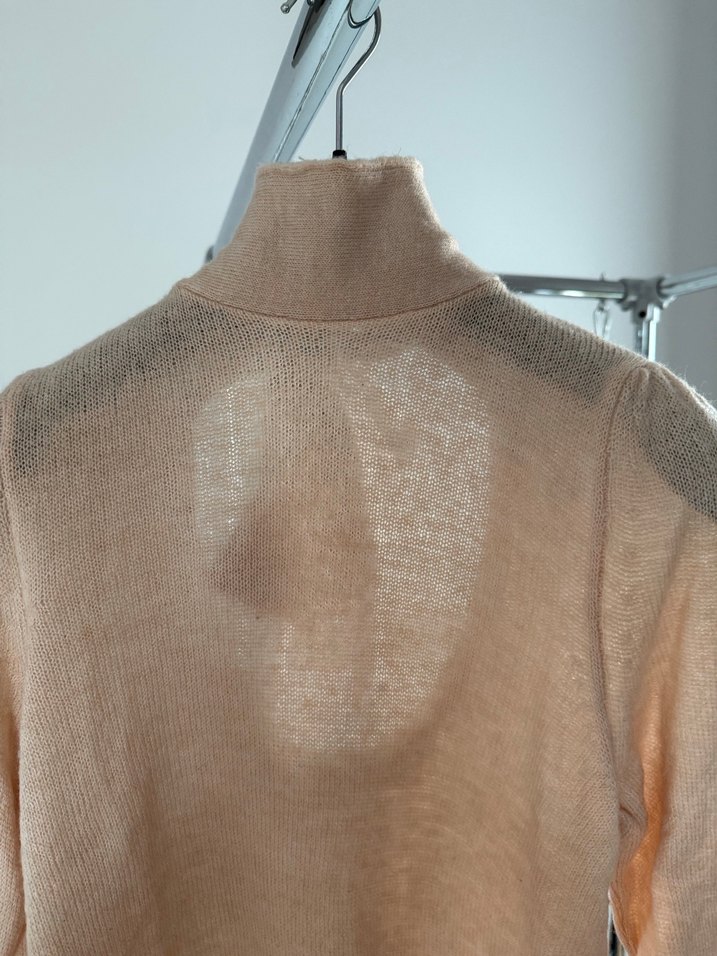 Kadın Bej Boğazlı Triko Kazak - Görsel 2