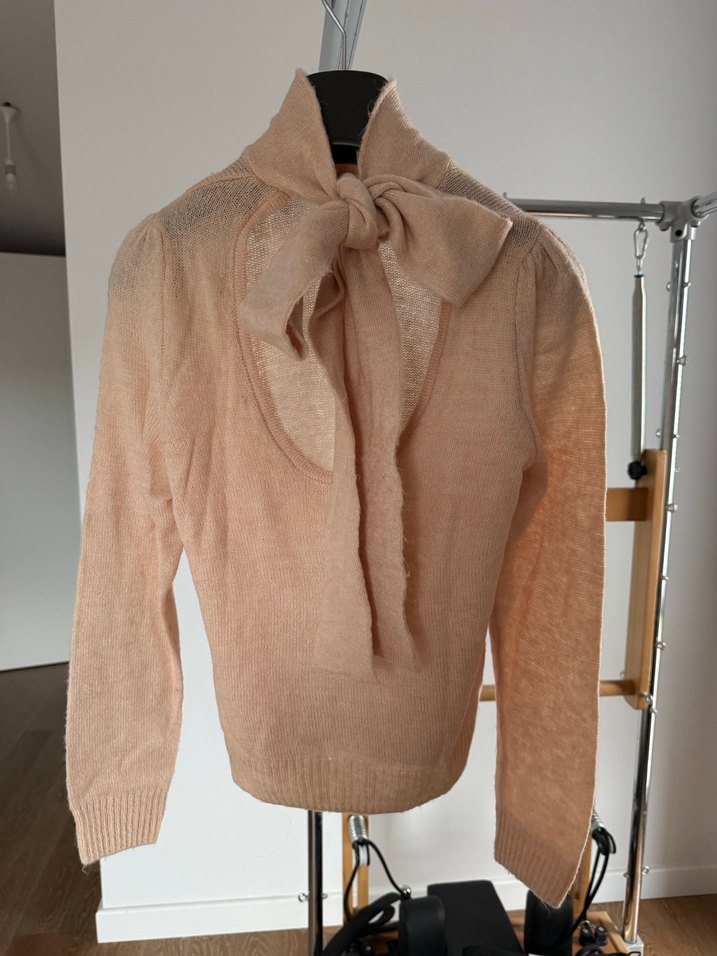 Kadın Bej Boğazlı Triko Kazak - Görsel 3