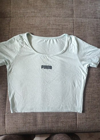 m Beden Beyaz Puma Crop Top, Kısa Kollu, Pamuklu
