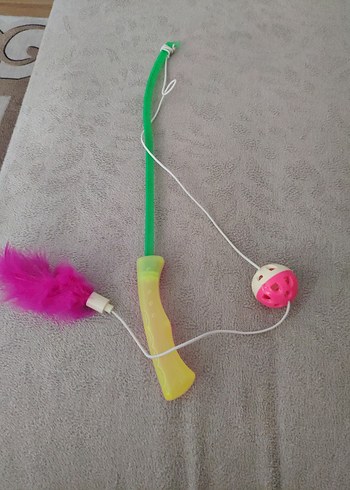 Renkli Tüylü Kedi Oltası Oyuncağı - Görsel 3