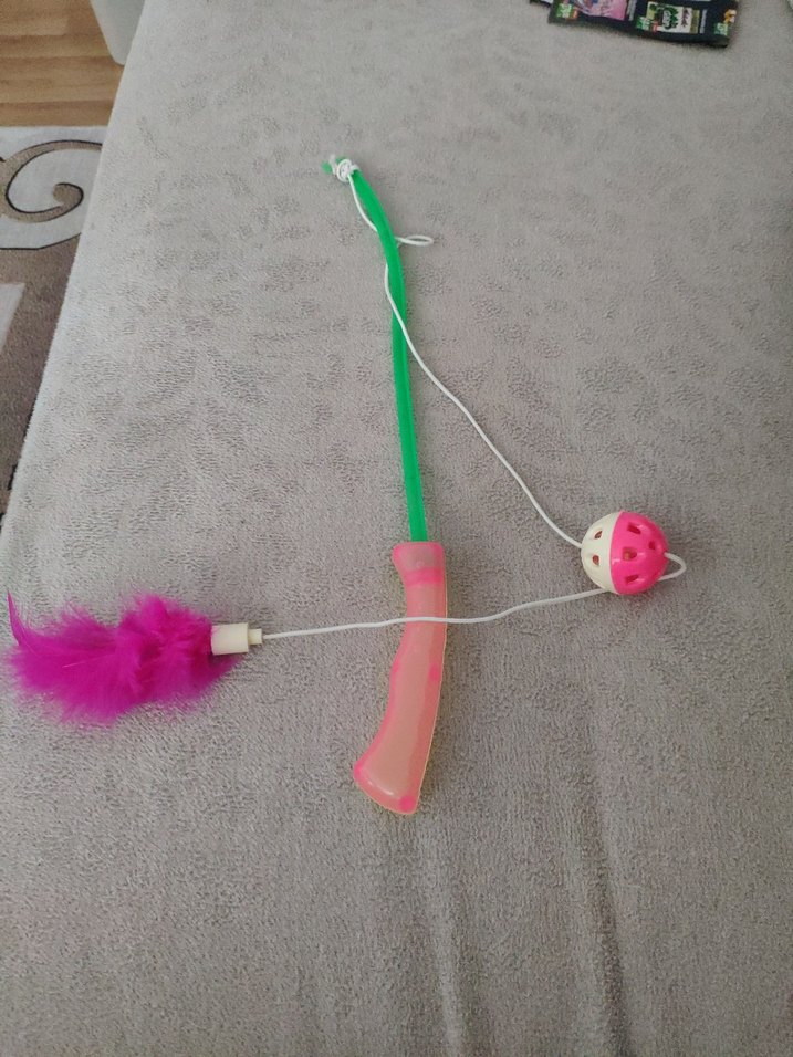 Renkli Tüylü Kedi Oltası Oyuncağı - Görsel 2