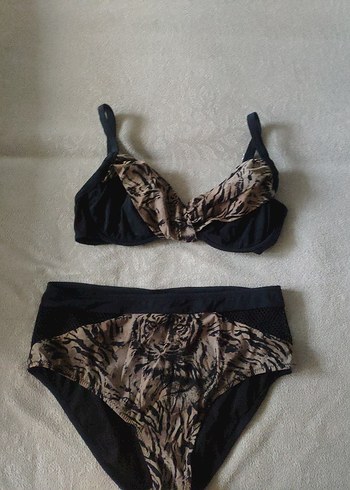 Zebra Desenli Siyah Strappy Bikini - Görsel 2