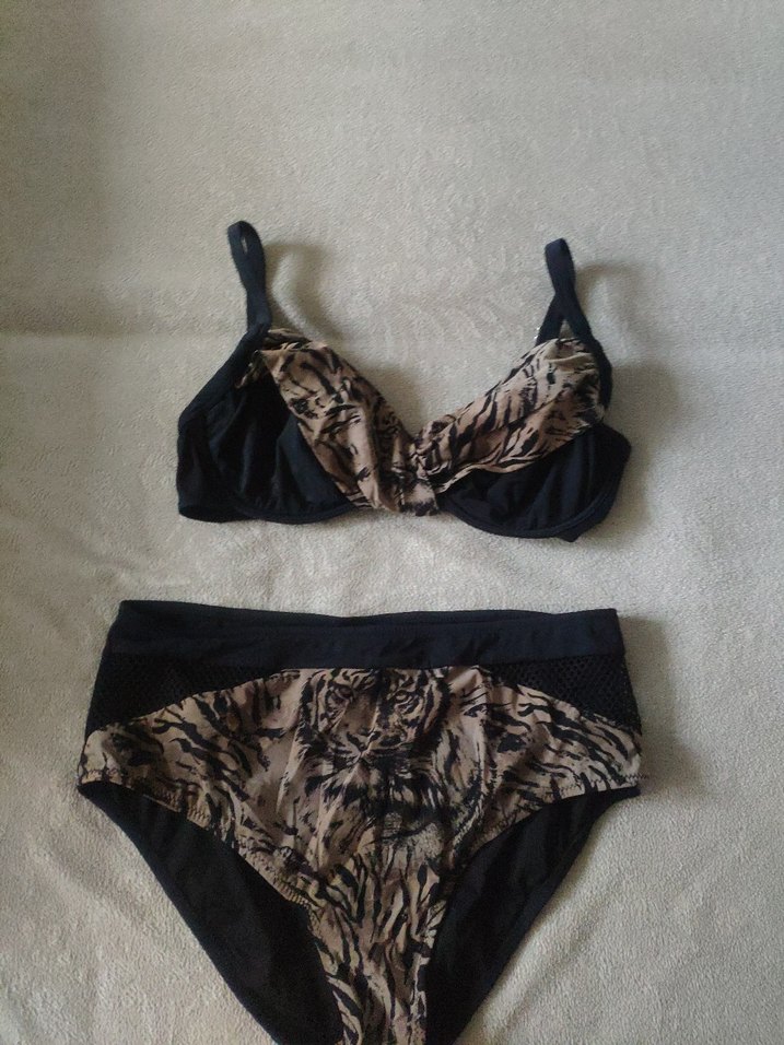 Zebra Desenli Siyah Strappy Bikini - Görsel 2