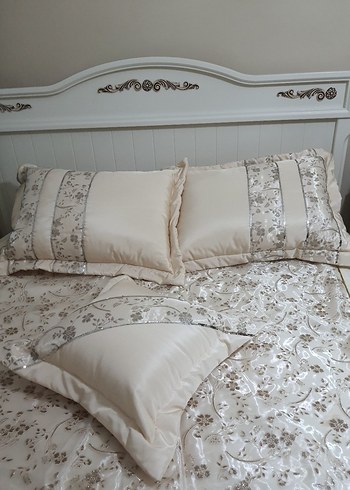 İşlemeli Çift Kişilik Yatak Örtüsü Seti - Görsel 4