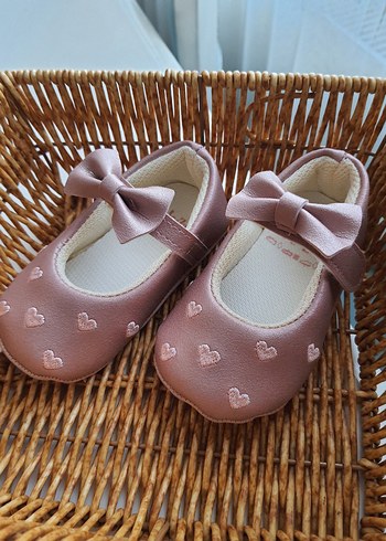 Pembe Nakışlı Kız Bebek Babet Ayakkabı - Görsel 2