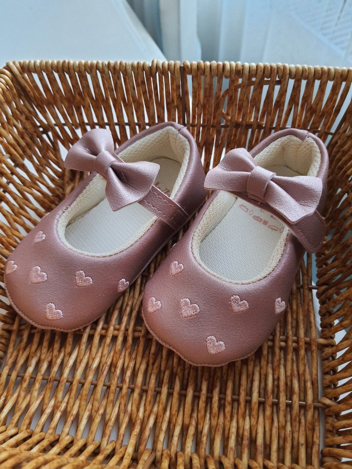 Pembe Nakışlı Kız Bebek Babet Ayakkabı - Görsel 2